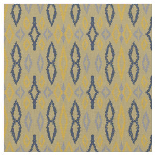 Moroccan Ikat Blue Yellow Rustic Pattern  Fabric