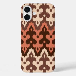 Moroccan Ikat Damask, Brown, Taupe & Rust iPhone 16 Plus Case