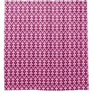 Moroccan Ikat Damask Pattern, Burgundy and Pink Shower Curtain