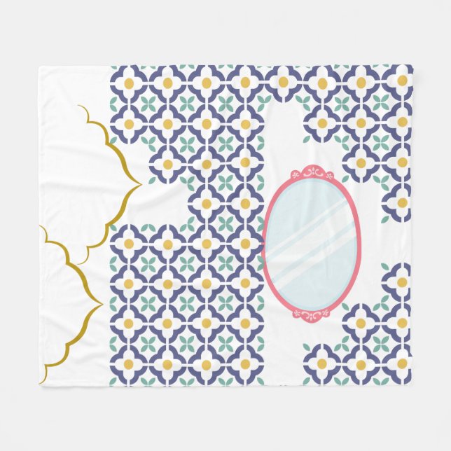  Moroccan Islamic Tile Pattern Cosy Fleece Blanket (Front (Horizontal))
