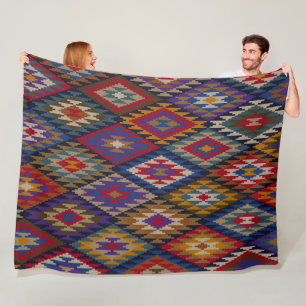 Moroccan Kilim Boho Design Fleece Blanket