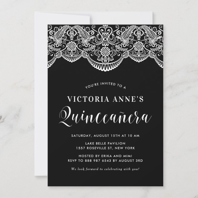 Moroccan Lace Pattern Quinceañera Party Invitation (Front)