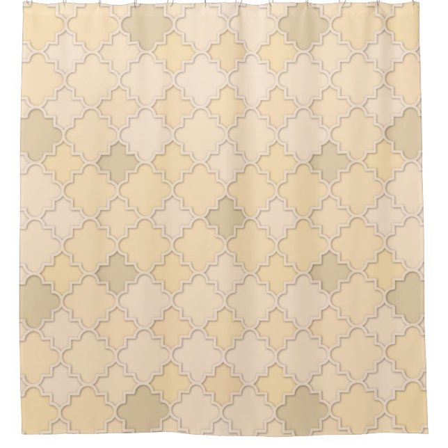 Moroccan Large Quatrefoil Golden Yellows Shower Curtain (Front)