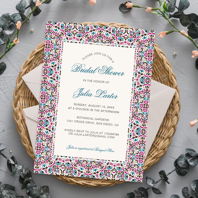 Moroccan Lattice Geometric Mandala Bridal Shower Invitation (Creator Uploaded)