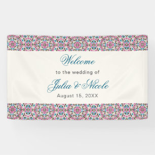 Moroccan Lattice Geometric Mandala Wedding Banner