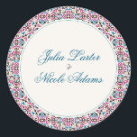 Moroccan Lattice Geometric Mandala Wedding Classic Round Sticker<br><div class="desc">Beautiful Invitation to celebrate Special occasions and festivals comes with digital and E-invitation as per your request. We would love to replicate our designs to make multiple products like rsvp cards, labels envelopes, and more. Customisation is available for ready to print on request at info@shamaurcreatif@gmail.com. Look Forward to hearing from...</div>