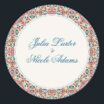 Moroccan Lattice Geometric Mandala Wedding Classic Round Sticker<br><div class="desc">Beautiful Invitation to celebrate Special occasions and festivals comes with digital and E-invitation as per your request. We would love to replicate our designs to make multiple products like rsvp cards, labels envelopes, and more. Customisation is available for ready to print on request at info@shamaurcreatif@gmail.com. Look Forward to hearing from...</div>