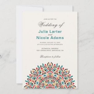 Moroccan Lattice Geometric Mandala Wedding Invitation