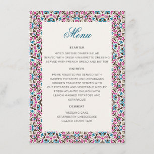 Moroccan Lattice Geometric Mandala Wedding Menu