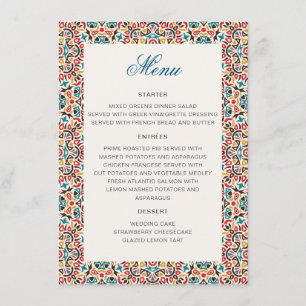 Moroccan Lattice Geometric Mandala Wedding Menu