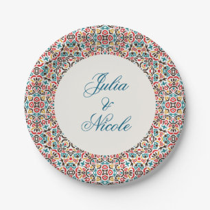 Moroccan Lattice Geometric Mandala Wedding Paper Plate