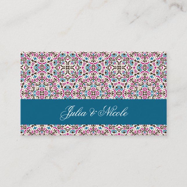 Moroccan Lattice Geometric Mandala Wedding Place Card (Front)