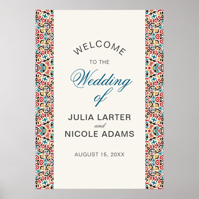 Moroccan Lattice Geometric Mandala Wedding Poster (Front)