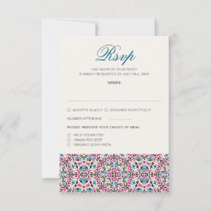 Moroccan Lattice Geometric Mandala Wedding RSVP Card