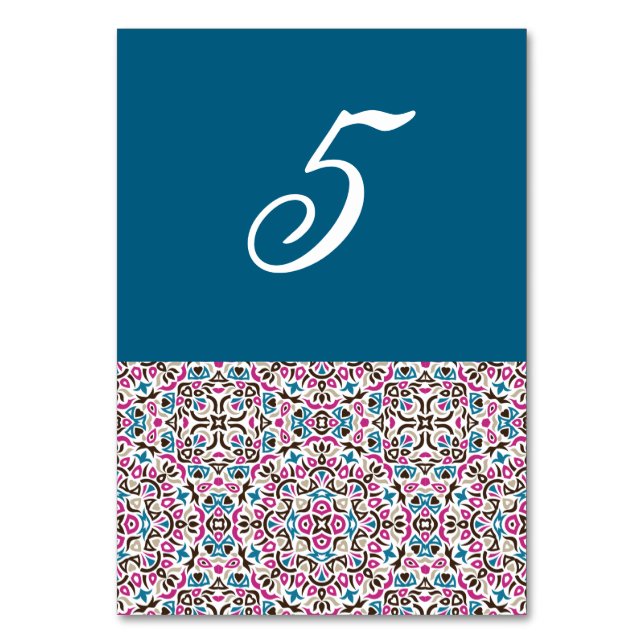 Moroccan Lattice Geometric Mandala Wedding Table Number (Back)
