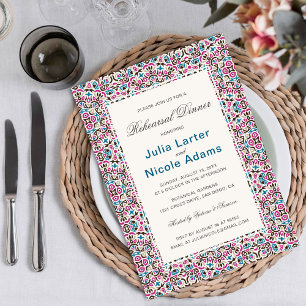 Moroccan Lattice Geometry Mandala Rehearsal Dinner Invitation