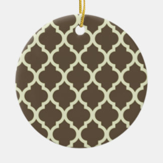Moroccan Lattice Pattern Brown & white Ceramic Tree Decoration