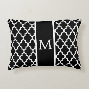 Moroccan Lattice Pattern In White And Black Decorative Cushion