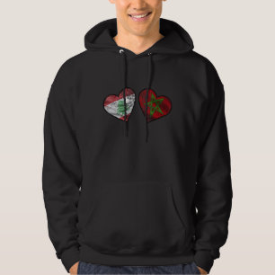 Moroccan Lebanese  Heart And National Flags Hoodie