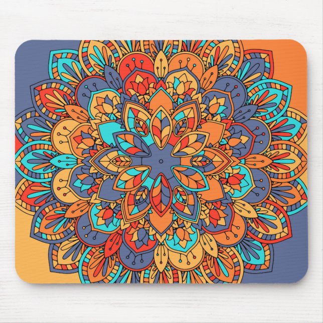 Moroccan mandala colourful ethnic mouse mat (Front)
