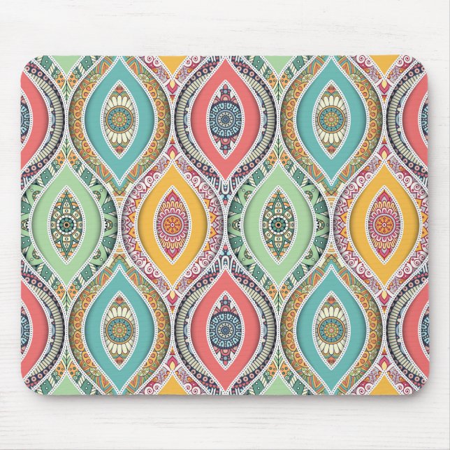Moroccan mandala colourful ethnic mouse mat (Front)