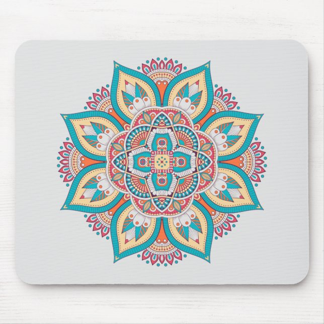 Moroccan mandala colourful ethnic mouse mat (Front)