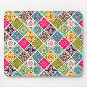 Moroccan mandala colourful ethnic mouse mat
