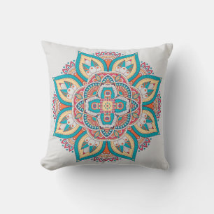 Moroccan mandala colourful ethnic pattern cushion