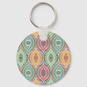 Moroccan mandala colourful ethnic pattern key ring
