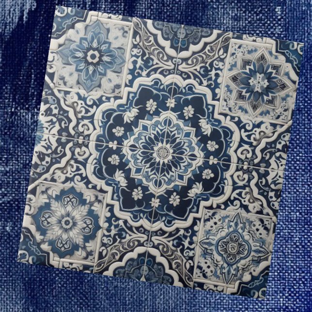 Moroccan Mediterranean Blue & White Tile Pattern (Creator Uploaded)