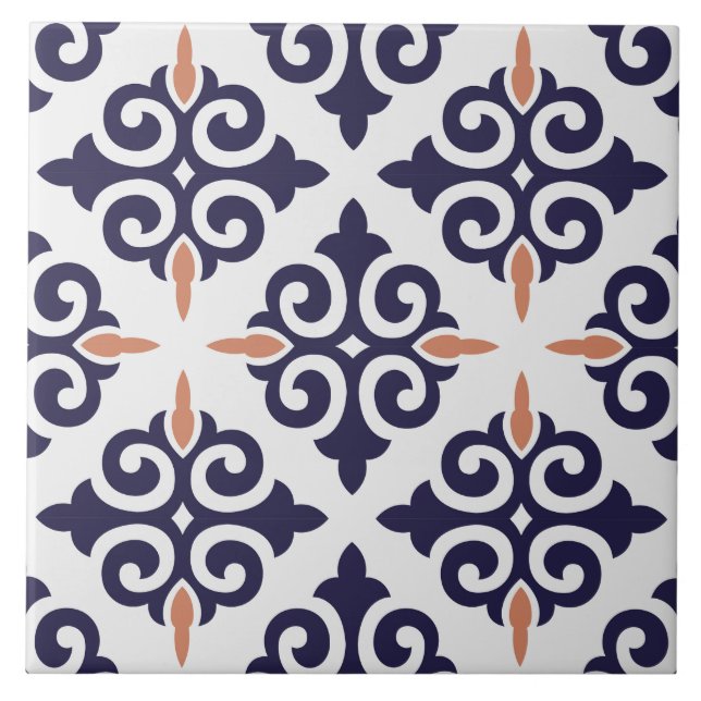 Moroccan Mediterranean classic traditional blue  Tile (Front)