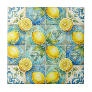Moroccan Mediterranean Lemons and Diamonds Tile