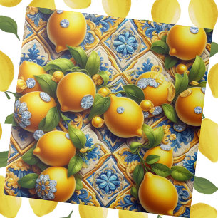 Moroccan Mediterranean Lemons and Diamonds Tile