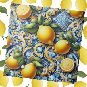 Moroccan Mediterranean Lemons and Diamonds Tile