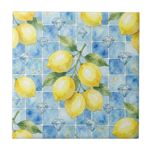 Moroccan Mediterranean Lemons and Diamonds Tile