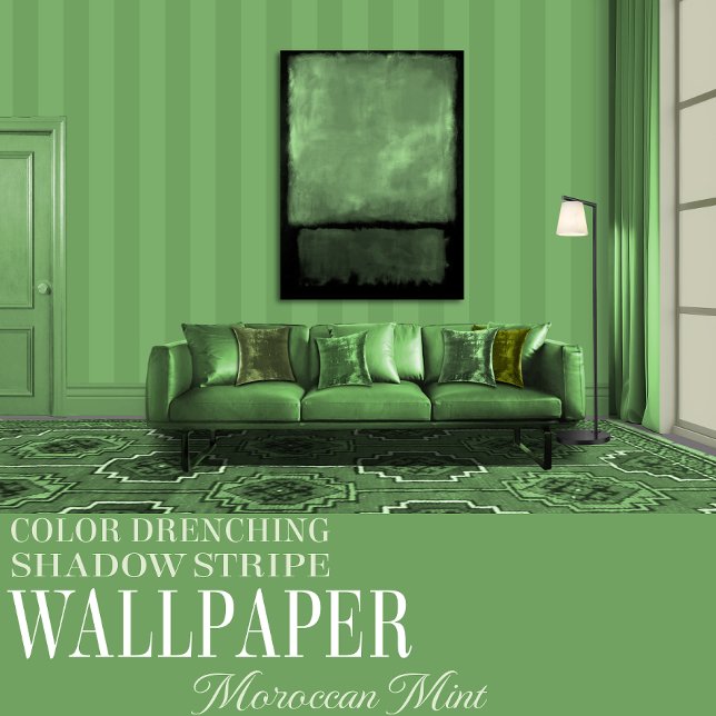 Moroccan Mint Six Inch Green Shadow Stripe Wallpaper (Creator Uploaded)