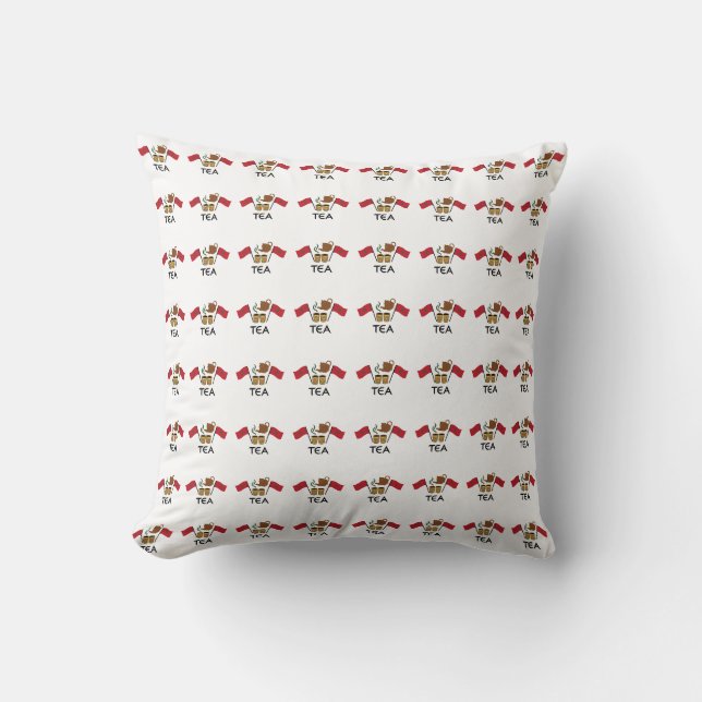 Moroccan Mint Tea, Morocco Flag & Traditional Tea  Cushion (Front)