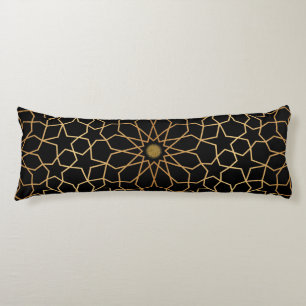 Moroccan Modern Gold Black Mediterranean Pattern Body Cushion
