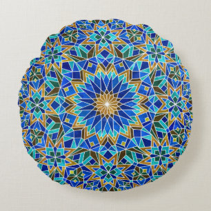 Moroccan Mosaic: Arabic Seamless Design Round Cushion