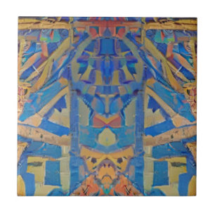 Moroccan mosaic blue teal multicolored decorative  tile