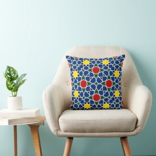  Moroccan Mosaic Geometric Pattern design tile Cushion