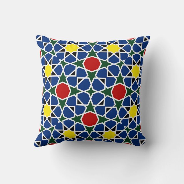  Moroccan Mosaic Geometric Pattern design tile Cushion (Back)