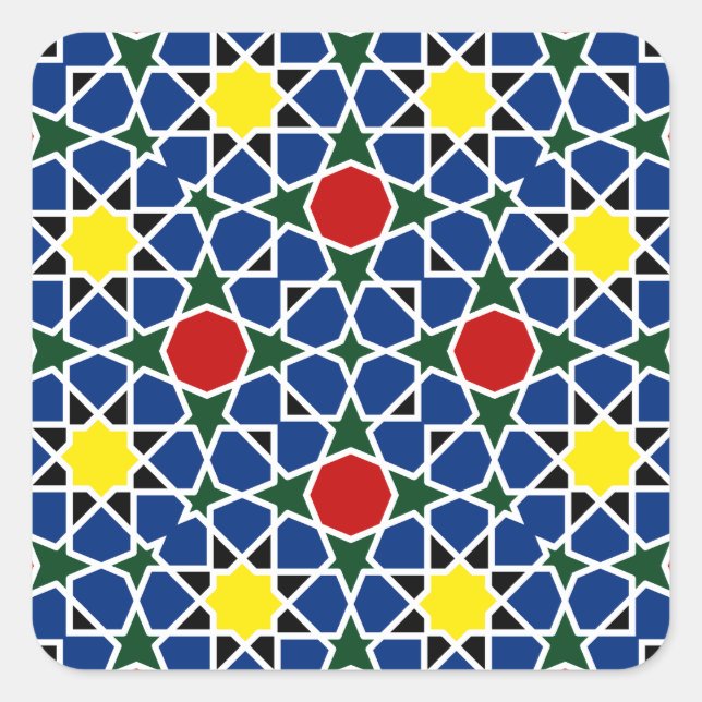  Moroccan Mosaic Geometric Pattern design tile Square Sticker (Front)