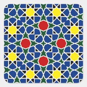  Moroccan Mosaic Geometric Pattern design tile Square Sticker