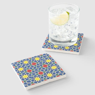 Moroccan Mosaic Geometric Pattern design tile Stone Coaster