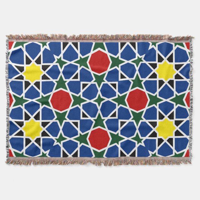  Moroccan Mosaic Geometric Pattern design tile Throw Blanket (Front)