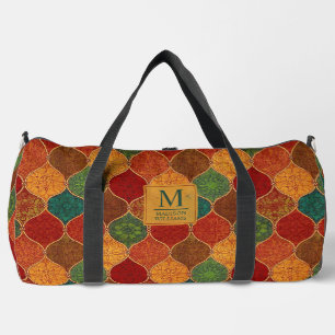 Moroccan Mosaic Geometric Seamless Aztec Pattern Duffle Bag