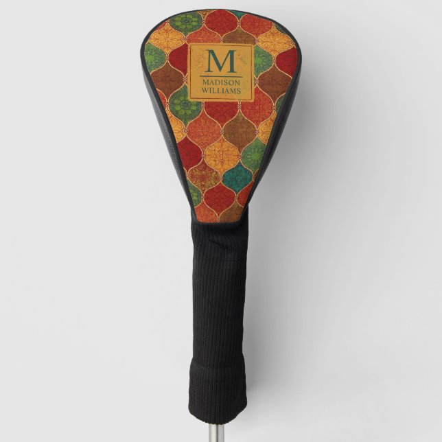Moroccan Mosaic Geometric Seamless Aztec Pattern Golf Head Cover (Front)
