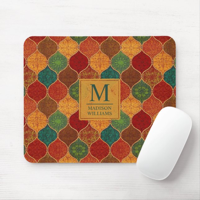 Moroccan Mosaic Geometric Seamless Aztec Pattern Mouse Mat (With Mouse)