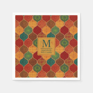 Moroccan Mosaic Geometric Seamless Aztec Pattern Napkin